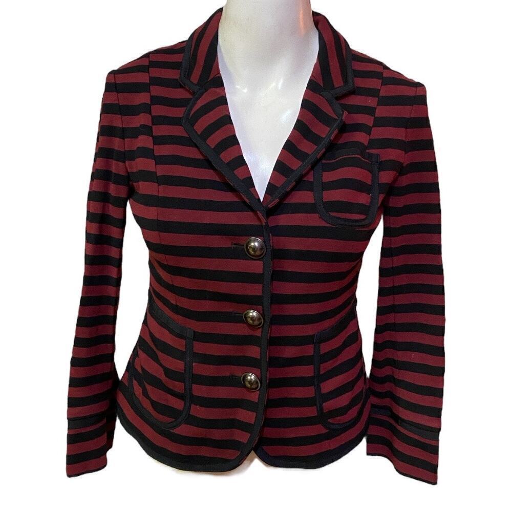 Banana Republic Striped Blazer Dark Claret (Burgundy) Size 2P